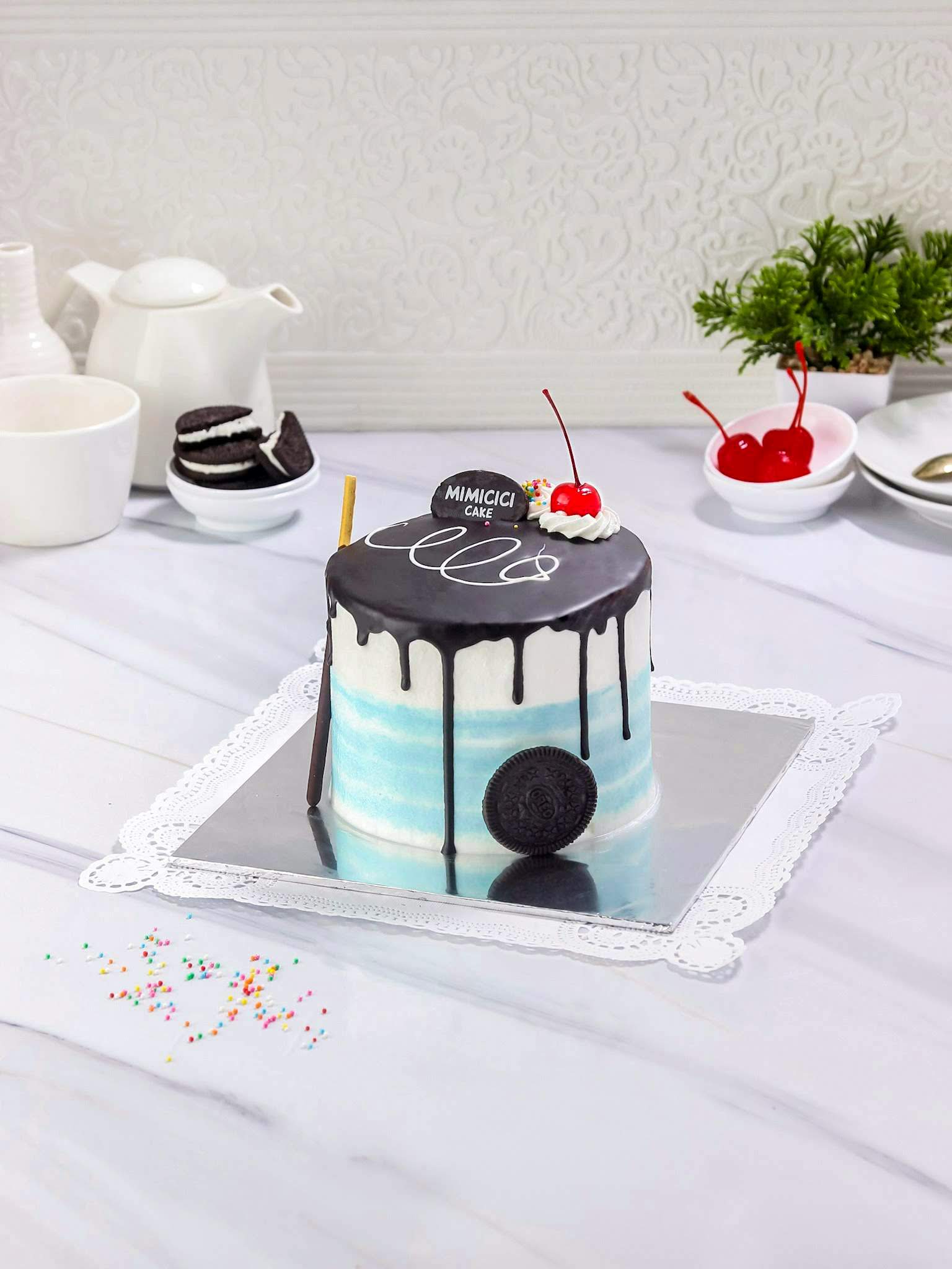Kue Ulang Tahun Blue  Drip Cake 12 Cm